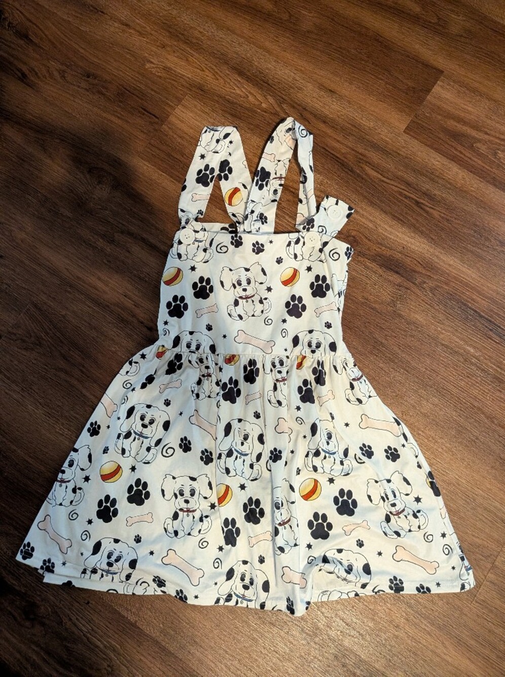 LKB Vintage Dalmatian Puppy Print Pinafore Suspender Dress